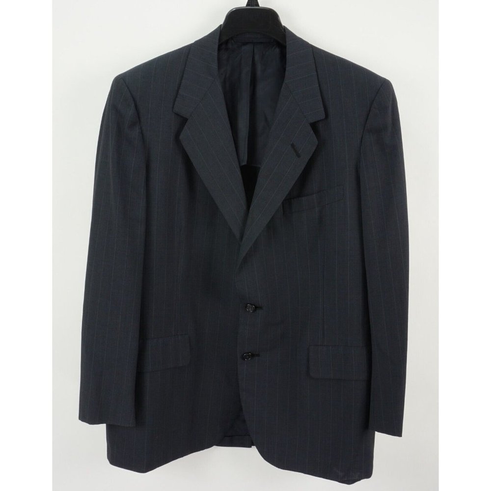Oxxford Clothes Owentsia Super 100s Mens 43R Blue Striped Wool Vent Notch Blazer